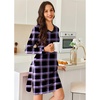 Ekouaer Nightgowns for Women Long Sleeve Sleep Shirt Sexy Lace Night Shirt(Black and Purple Plaid)