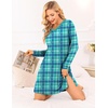 Ekouaer Nightgowns for Women Long Sleeve Sleep Shirt Sexy Lace Night Shirt(Blue Plaid)