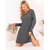 Ekouaer Nightgowns for Women Long Sleeve Sleep Shirt Sexy Lace Night Shirt(Dark Grey)