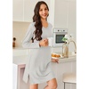 Ekouaer Nightgowns for Women Long Sleeve Sleep Shirt Sexy Lace Night Shirt(Grey and White Stripes)
