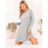 Ekouaer Nightgowns for Women Long Sleeve Sleep Shirt Sexy Lace Night Shirt(Grey and White Stripes)