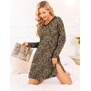 Ekouaer Nightgowns for Women Long Sleeve Sleep Shirt Sexy Lace Night Shirt(Leopard)