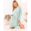 Ekouaer Nightgowns for Women Long Sleeve Sleep Shirt Sexy Lace Night Shirt(Light Green Floral)