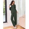 Ekouaer Pajama Set Womens Soft Pjs 2 Piece Long Sleeve Lounge Sets(Army Green)