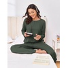 Ekouaer Pajama Set Womens Soft Pjs 2 Piece Long Sleeve Lounge Sets(Army Green)
