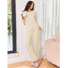 Ekouaer Pajama Set Womens Soft Pjs 2 Piece Long Sleeve Lounge Sets(Beige)