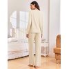 Ekouaer Pajama Set Womens Soft Pjs 2 Piece Long Sleeve Lounge Sets(Beige)