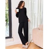 Ekouaer Pajama Set Womens Soft Pjs 2 Piece Long Sleeve Lounge Sets(Black)