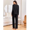 Ekouaer Pajama Set Womens Soft Pjs 2 Piece Long Sleeve Lounge Sets(Black)