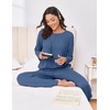 Ekouaer Pajama Set Womens Soft Pjs 2 Piece Long Sleeve Lounge Sets(Grey-blue)