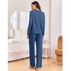 Ekouaer Pajama Set Womens Soft Pjs 2 Piece Long Sleeve Lounge Sets(Grey-blue)