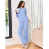 Ekouaer Pajama Set Womens Soft Pjs 2 Piece Long Sleeve Lounge Sets(Ice Blue)