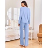 Ekouaer Pajama Set Womens Soft Pjs 2 Piece Long Sleeve Lounge Sets(Ice Blue)