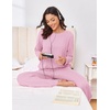 Ekouaer Pajama Set Womens Soft Pjs 2 Piece Long Sleeve Lounge Sets(Pink)