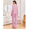 Ekouaer Pajama Set Womens Soft Pjs 2 Piece Long Sleeve Lounge Sets(Pink)