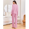 Ekouaer Pajama Set Womens Soft Pjs 2 Piece Long Sleeve Lounge Sets(Pink Striped)