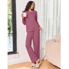 Ekouaer Pajama Set Womens Soft Pjs 2 Piece Long Sleeve Lounge Sets(Puce)