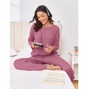 Ekouaer Pajama Set Womens Soft Pjs 2 Piece Long Sleeve Lounge Sets(Puce)