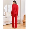 Ekouaer Pajama Set Womens Soft Pjs 2 Piece Long Sleeve Lounge Sets(Red)