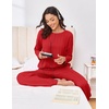 Ekouaer Pajama Set Womens Soft Pjs 2 Piece Long Sleeve Lounge Sets(Red)