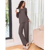 Ekouaer Pajama Set Womens Soft Pjs 2 Piece Long Sleeve Lounge Sets(Tea Gray)