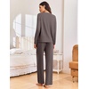 Ekouaer Pajama Set Womens Soft Pjs 2 Piece Long Sleeve Lounge Sets(Tea Gray)