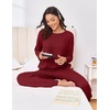 Ekouaer Pajama Set Womens Soft Pjs 2 Piece Long Sleeve Lounge Sets(Wine)