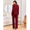 Ekouaer Pajama Set Womens Soft Pjs 2 Piece Long Sleeve Lounge Sets(Wine)
