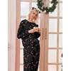 Ekouaer Pajama Sets Women 2 Piece Long Sleeve Sleepwear Cozy Pjs Loungewear(Christmas Black Candy)
