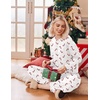 Ekouaer Pajama Sets Women 2 Piece Long Sleeve Sleepwear Cozy Pjs Loungewear(Christmas White)