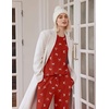 Ekouaer Pajama Sets Women 2 Piece Long Sleeve Sleepwear Cozy Pjs Loungewear(Red Bow Knot)
