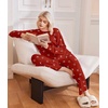Ekouaer Pajama Sets Women 2 Piece Long Sleeve Sleepwear Cozy Pjs Loungewear(Red Bow Knot)