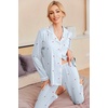 Ekouaer Pajamas Womens Long Sleeve Sleepwear Button Down Loungewear Pjs Set(Striped Blue Heart)