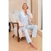 Ekouaer Pajamas Womens Long Sleeve Sleepwear Button Down Loungewear Pjs Set(Striped Blue Heart)