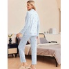 Ekouaer Pajamas Womens Long Sleeve Sleepwear Button Down Loungewear Pjs Set(Striped Blue Heart)