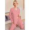 Ekouaer Pajamas Womens Long Sleeve Sleepwear Button Down Loungewear Pjs Set(Striped Red)