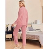 Ekouaer Pajamas Womens Long Sleeve Sleepwear Button Down Loungewear Pjs Set(Striped Red)