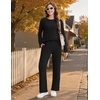 Ekouaer Pajamas for Women Set Long Sleeve 2 Piece Lounge Sets Fall Soft Pjs(Black)