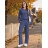 Ekouaer Pajamas for Women Set Long Sleeve 2 Piece Lounge Sets Fall Soft Pjs(Dark Blue)