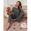Ekouaer Pajamas for Women Set Long Sleeve 2 Piece Lounge Sets Fall Soft Pjs(Dark Grey)
