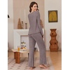 Ekouaer Pajamas for Women Set Long Sleeve 2 Piece Lounge Sets Fall Soft Pjs(Dark Khaki)