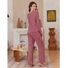 Ekouaer Pajamas for Women Set Long Sleeve 2 Piece Lounge Sets Fall Soft Pjs(Deep Red)