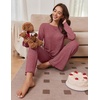 Ekouaer Pajamas for Women Set Long Sleeve 2 Piece Lounge Sets Fall Soft Pjs(Deep Red)