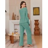 Ekouaer Pajamas for Women Set Long Sleeve 2 Piece Lounge Sets Fall Soft Pjs(Green)