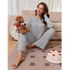 Ekouaer Pajamas for Women Set Long Sleeve 2 Piece Lounge Sets Fall Soft Pjs(Grey)