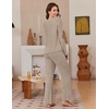 Ekouaer Pajamas for Women Set Long Sleeve 2 Piece Lounge Sets Fall Soft Pjs(Khaki)