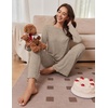 Ekouaer Pajamas for Women Set Long Sleeve 2 Piece Lounge Sets Fall Soft Pjs(Khaki)