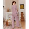 Ekouaer Pajamas for Women Set Long Sleeve 2 Piece Lounge Sets Fall Soft Pjs(Pink)