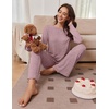 Ekouaer Pajamas for Women Set Long Sleeve 2 Piece Lounge Sets Fall Soft Pjs(Pink)