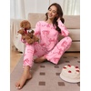 Ekouaer Pajamas for Women Set Long Sleeve 2 Piece Lounge Sets Fall Soft Pjs(Pink Bow)